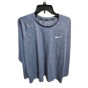 Nike Swim XXL Dri-FIT Long Sleeve Heather Blue Swim Shirt Top